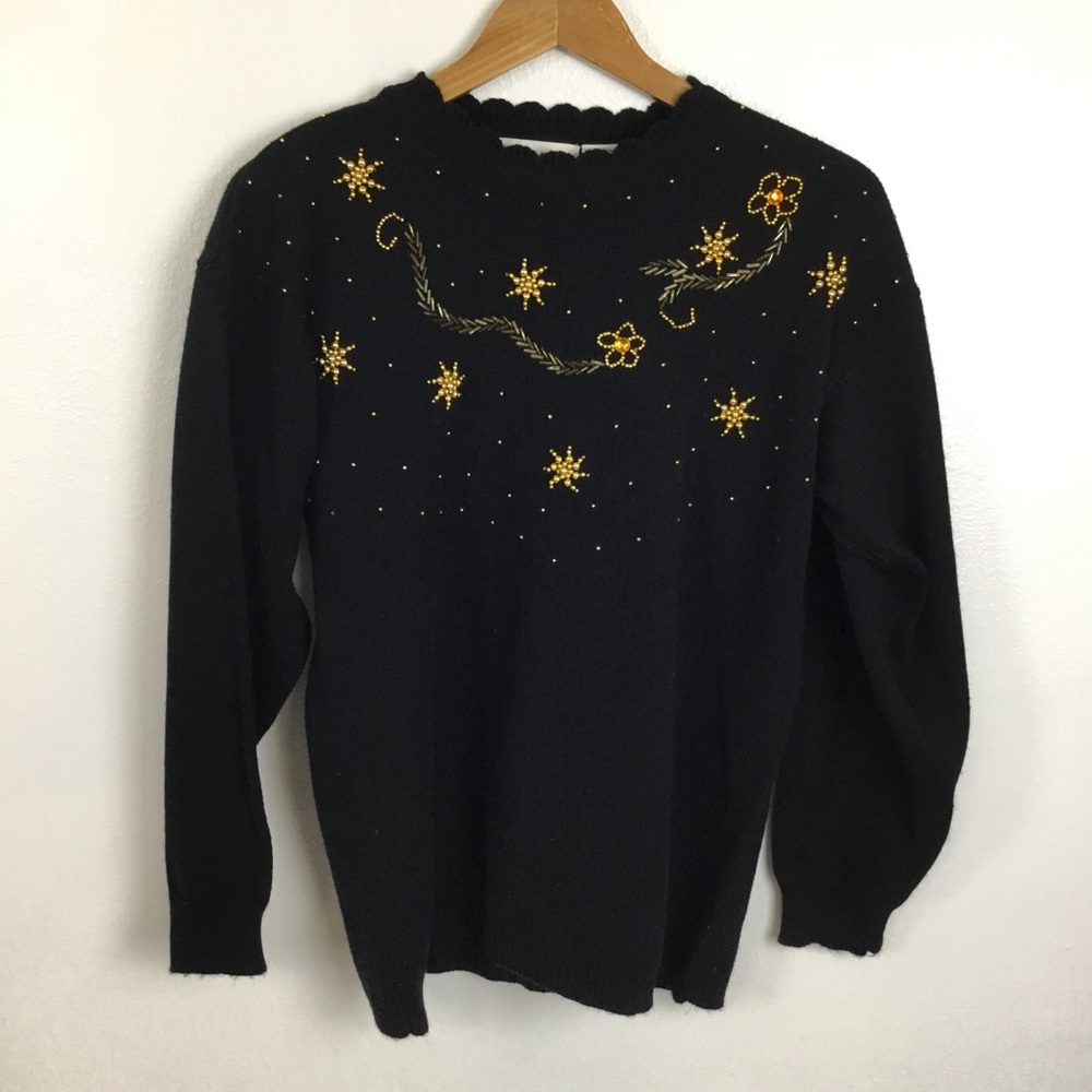 Vintage Naomi Bee Beaded Sweater Oversize L